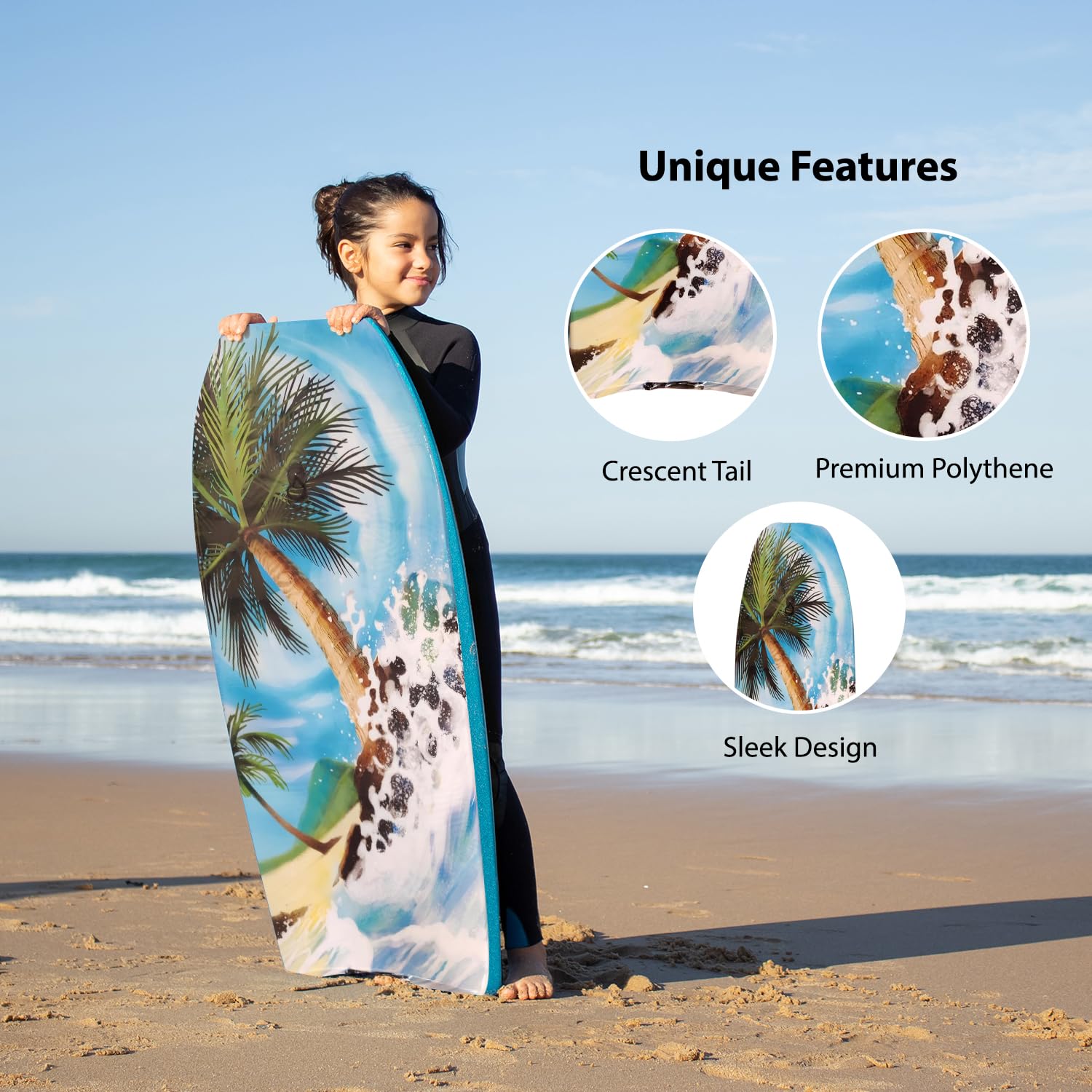 **Premium Lightweight & Durable Boogie Board for Adults - Perfect for Beach Surfing with Leash & Slick Bottom - Ideal for Waves, Bodyboarding & Water Sports**