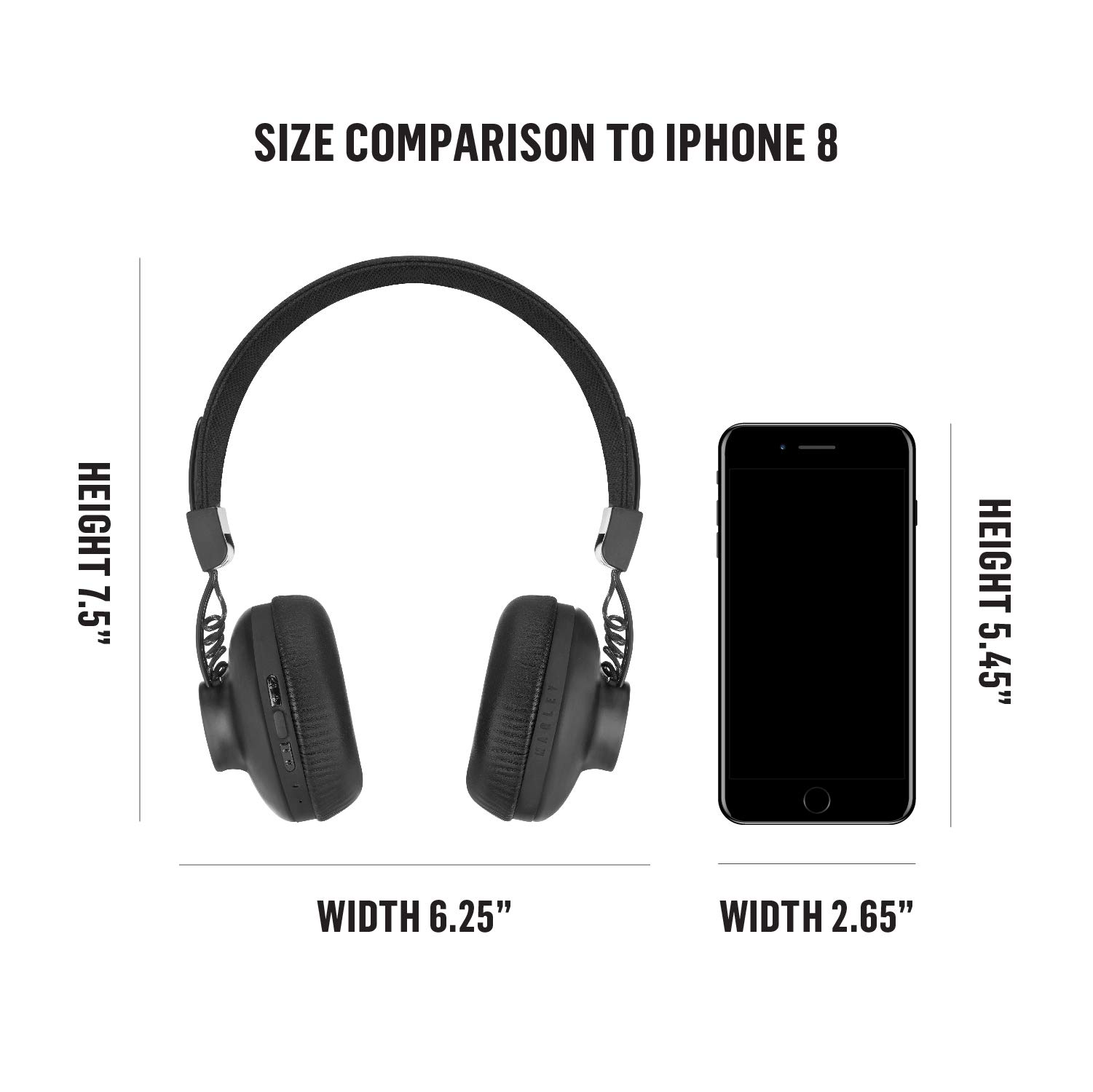 House of Marley Positive Vibration 2 Wireless Bluetooth Over-Ear Headphones with Built-in Mic - 10 Hour Playtime, Noise Isolation, Eco-Friendly Materials - Perfect for Commuting, Workouts & Travel (Black)