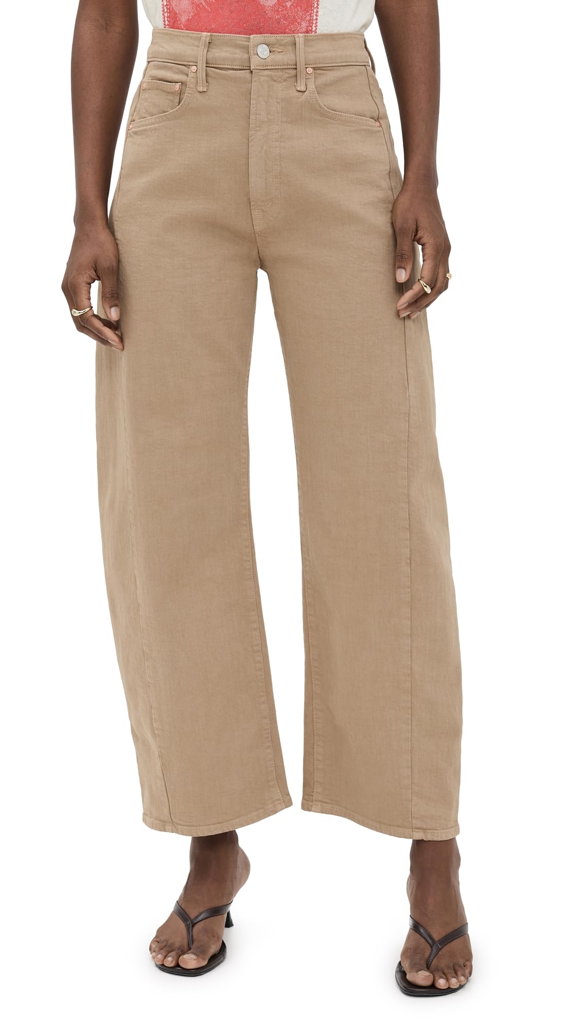 MOTHER Women's The Half Pipe High-Rise Flood Jeans - Stylish Distressed Denim for Casual Outings & Weekend Wear