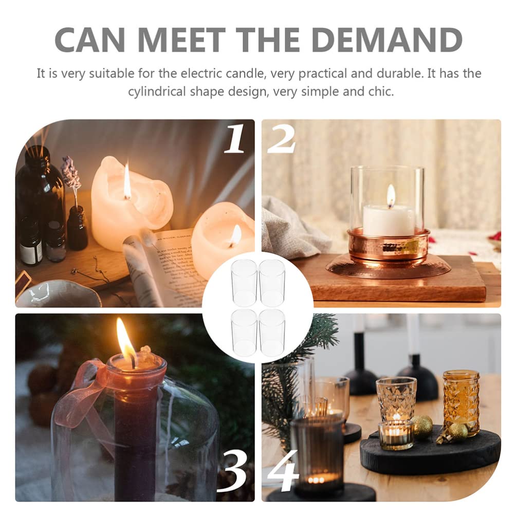 CLISPEED 2-Pack Glass Chimney Tubes - Open Ended Cylindrical Candle Holders for Open Flame Candles, Glass Lamp Shades & Home Decor - Perfect for Dining Tables, Fireplace Mantels and Wedding Centerpieces