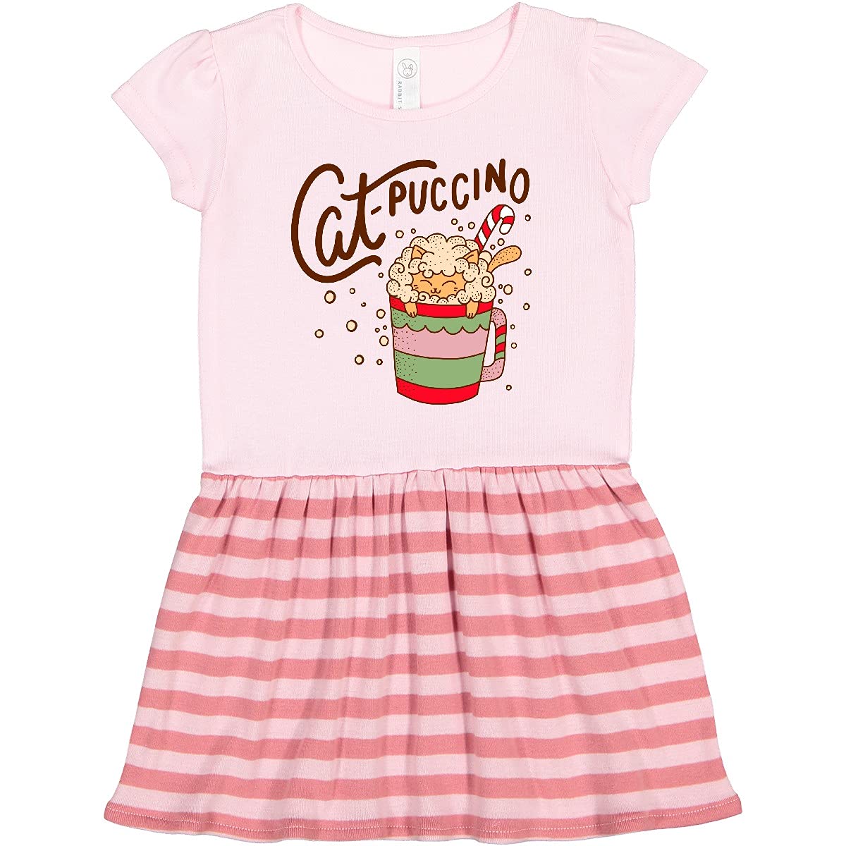 Inktastic Christmas Cat-Puccino in Coffee Mug Print Toddler Dress - Cute Holiday Outfit for Girls, Festive Cat & Coffee Design - Perfect for Christmas Parties, Family Photos & Seasonal Celebrations