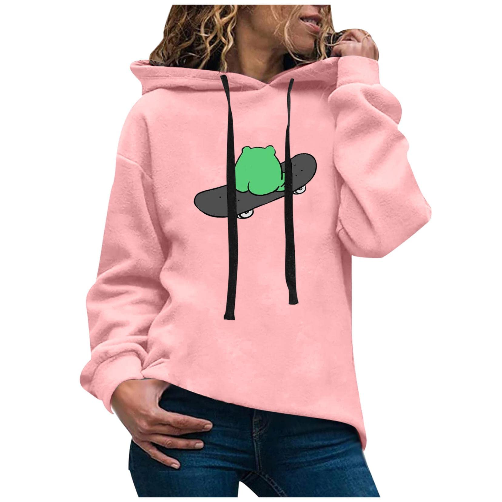 Women's Lightweight Casual Hoodie - Long Sleeve Solid Color Pullover Sweatshirt | Loose Fit for Comfort | Perfect for Lounge Wear, Running Errands & Outdoor Activities