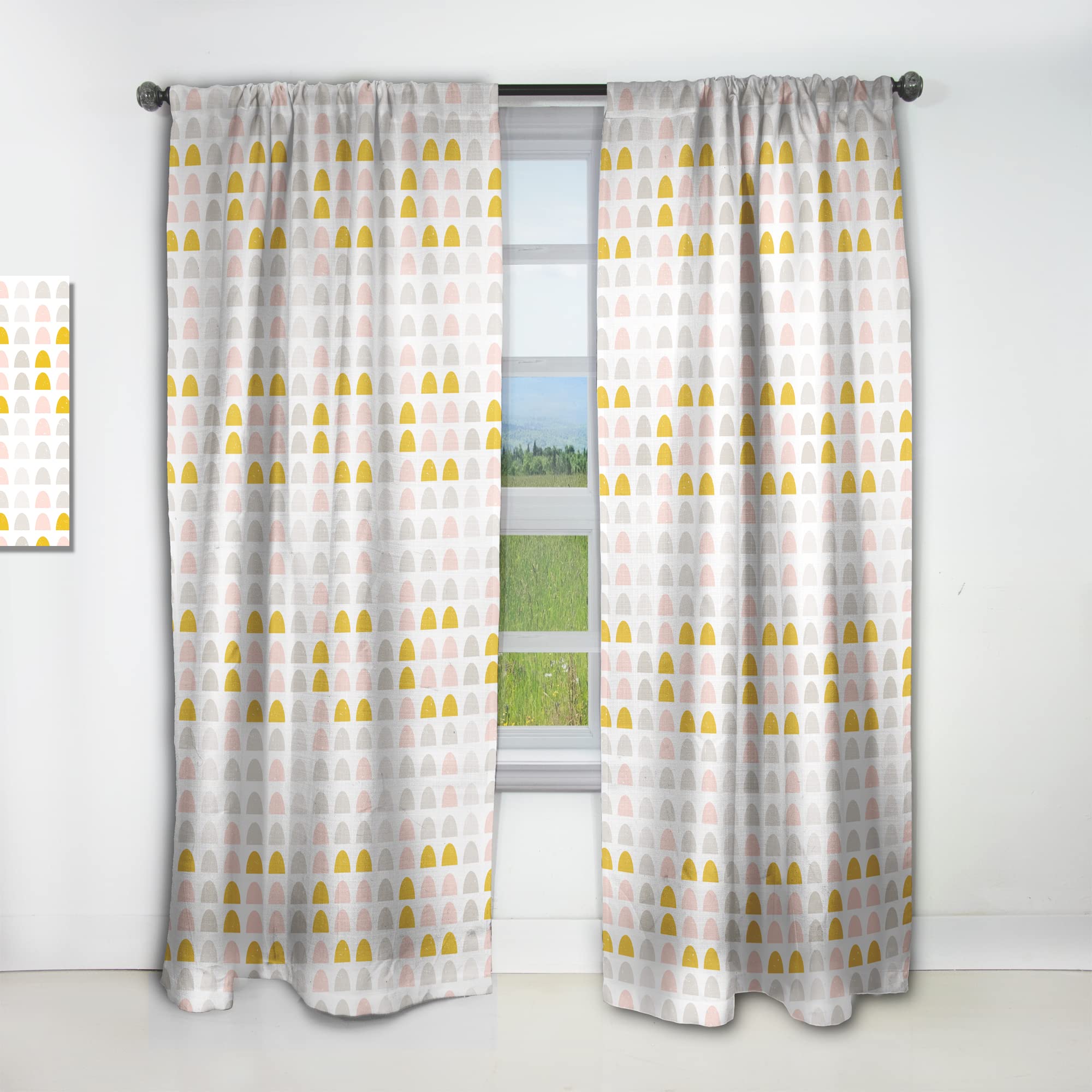 DesignQ Thermal Insulated Retro Pastel Circular Pattern Curtains - Single Panel 52x90 Inches - Blackout Drapes for Bedroom & Living Room - Perfect for Home Decor and Light Control