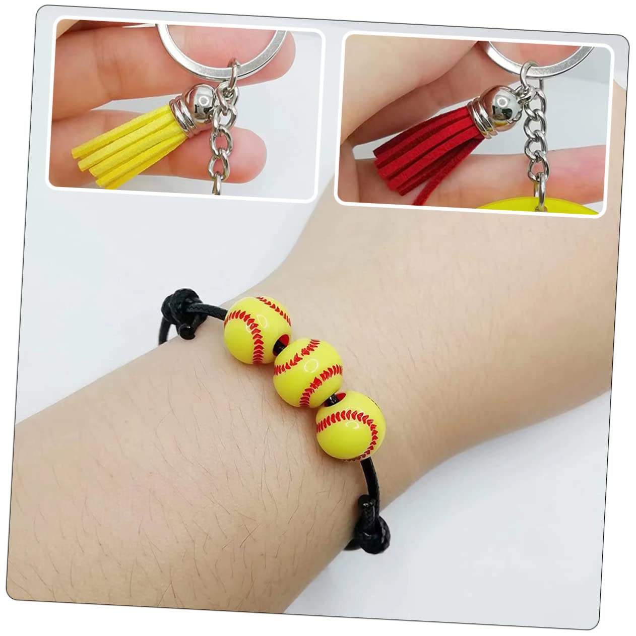 Mipcase 4 Pack Baseball Keychain Wallet Set - Braided Acrylic Keychains for Baseball Fans, Party Favors, Gifts | Perfect for Baseball Games, Team Events & Fan Giveaways