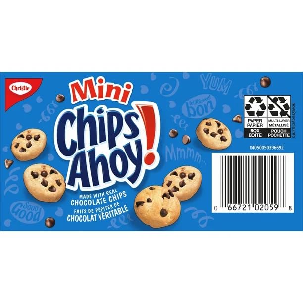 Original Mini Chips Ahoy! Cookies - 180g/6.3oz (Pack of 3) | Perfect School Snacks, Lunch Box Treats & After-School Snacks | Crunchy Chocolate Chip Cookies Shipped from Canada