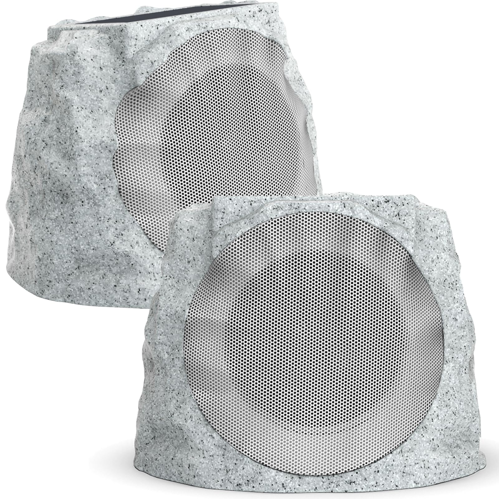 Outdoor Bluetooth Rock Speakers Wireless Waterproof with RGB LED Lights - Perfect for Patio, Pool, Garden, Deck, Backyard & Outdoor Parties (Marble Design, 2 Pack) | Great for BBQs, Beach Days & Summer Gatherings