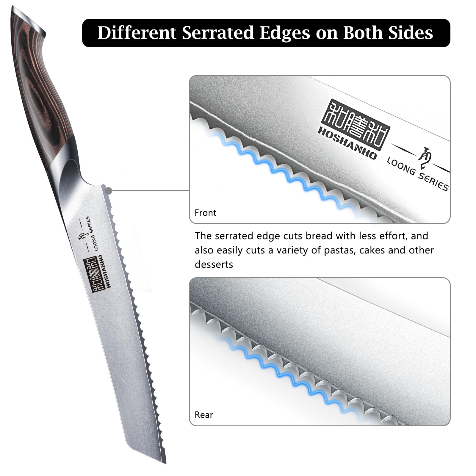 8 Inch Japanese High Carbon Stainless Steel Serrated Bread Knife - Professional Chef's Bread Cutting Tool for Homemade Loaves, Baguettes & Pastries | Ideal for Bakeries, Kitchens & Bread Lovers