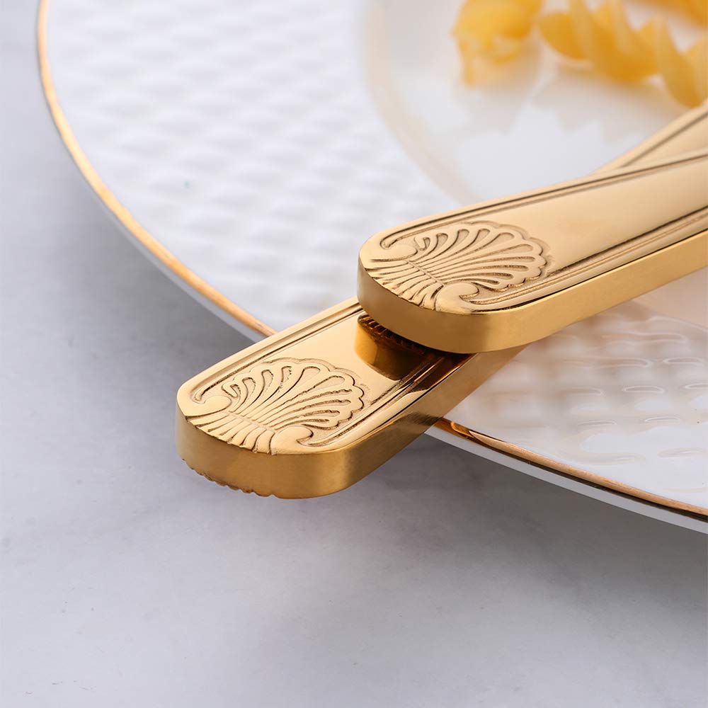 Premium Meisha Toulouse 12-Piece Stainless Steel Dinner Knife Set - Mirror Polished Gold Flatware for Home & Restaurant Use - 8.94 Inch Elegant Table Knives Perfect for Fine Dining, Dinner Parties & Wedding Cutlery
