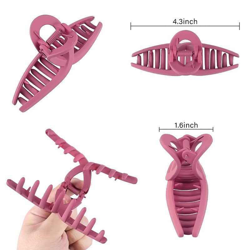 RUBELA Matte Hair Claw Clips for Women - Strong Hold Non-Slip Plastic Hair Clips for Thin to Medium Hair - Perfect for Work, Gym, and Everyday Styling