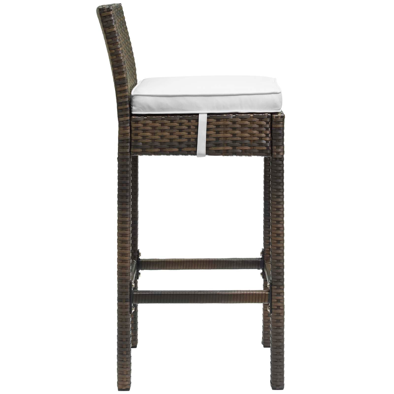 Rattan Wicker Bar Stools Set of 2 - Outdoor Patio Furniture, Weather-Resistant Dining Chairs for Backyard, Deck, Poolside & Garden Use
