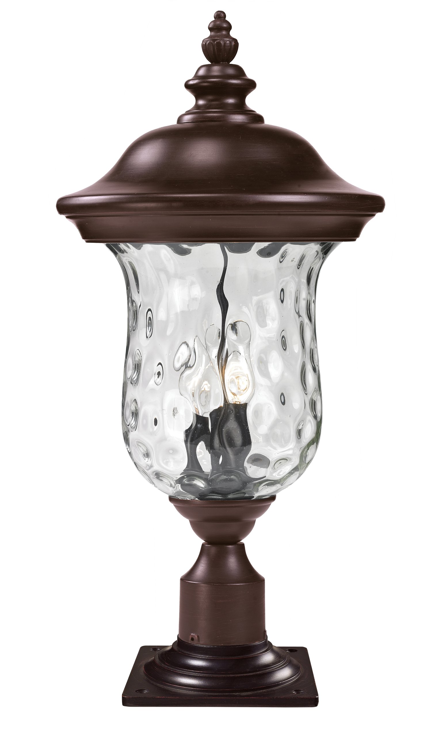 Z-Lite 533PHB-533PM-RBRZ Outdoor Post Mount Light - Aluminum Frame, Bronze Finish, Clear Water Glass Shade - Perfect for Patio, Garden, and Pathway Lighting