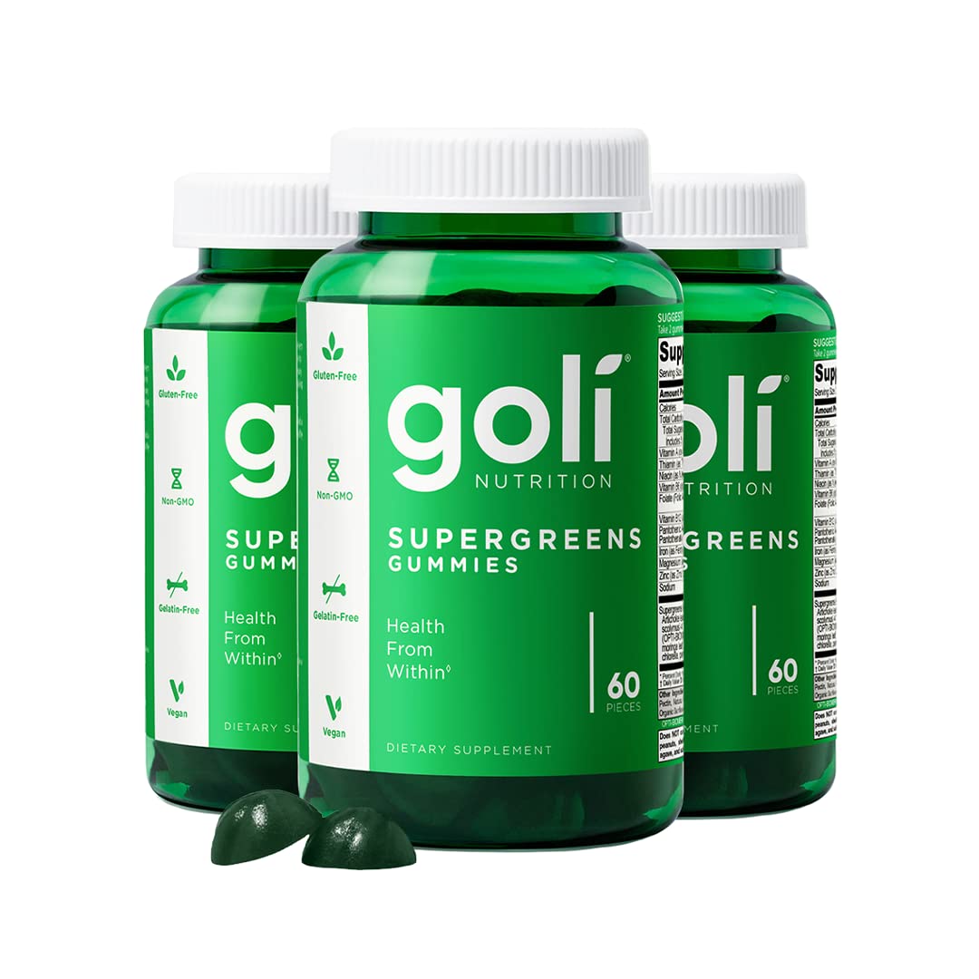 Goli SuperGreen Vitamin Gummy - 180 Count - Plant-Based Vegan Gummies with Essential Vitamins & Minerals - Gluten-Free, Gelatin-Free - Supports Immunity & Digestion - Perfect for Daily Health & Wellness Routine