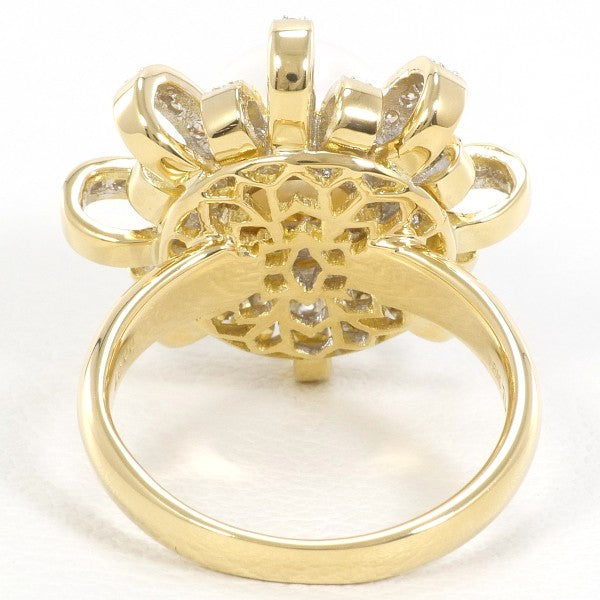 18K Yellow Gold South Sea Pearl Diamond Ring for Women - Elegant Bridal Jewelry, Wedding Engagement Gift, Anniversary Present - Perfect for Special Occasions & Evening Events