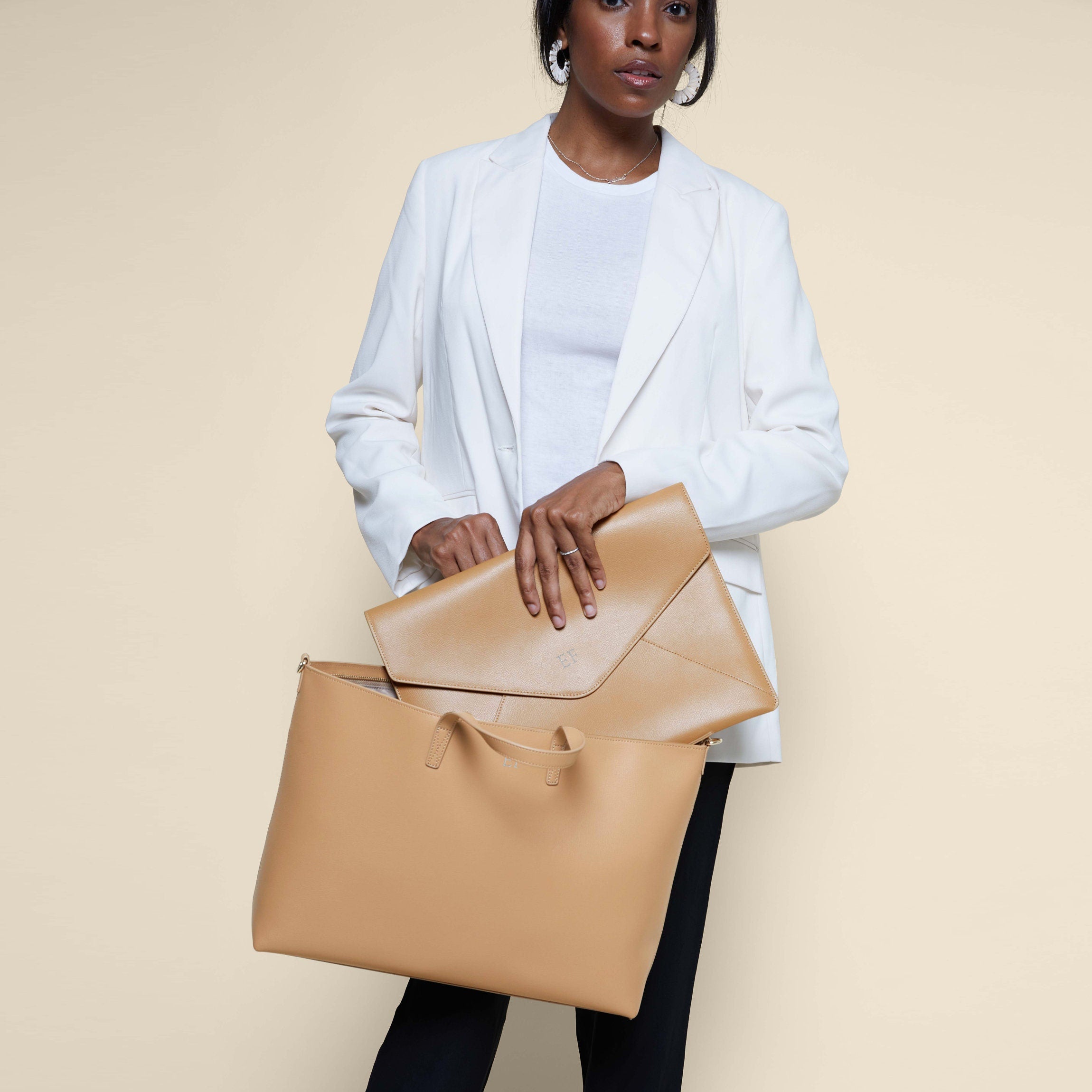Premium Alex Laptop Bag Set in Tan - Stylish & Durable Computer Briefcase for Work, Travel & Business Meetings | Fits 15.6