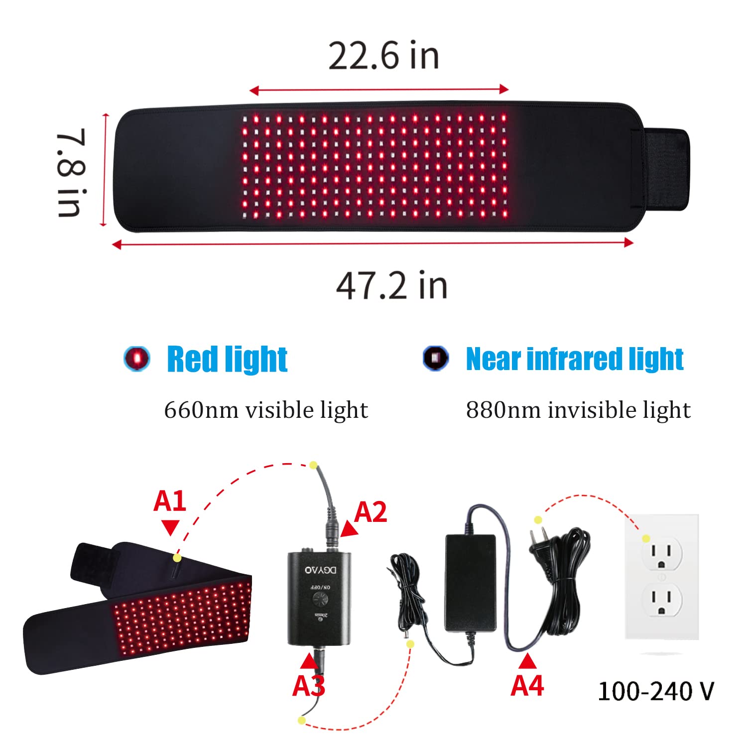 2020 New FDA Cleared LED Red Light & Near Infrared Light Therapy Device - Large Wearable Pain Relief Belt Pad for Back, Neck, Shoulder & Joint Pain - Home & Professional Use for Muscle Recovery & Relaxation