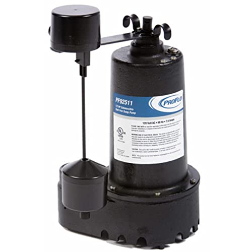 PROFLO PF92511 1/2 HP Cast Iron Sump with Side Discharge - Heavy Duty Sump Pump for Basement, Crawl Space & Flood Prevention - Ideal for Home, Garage & Commercial Use