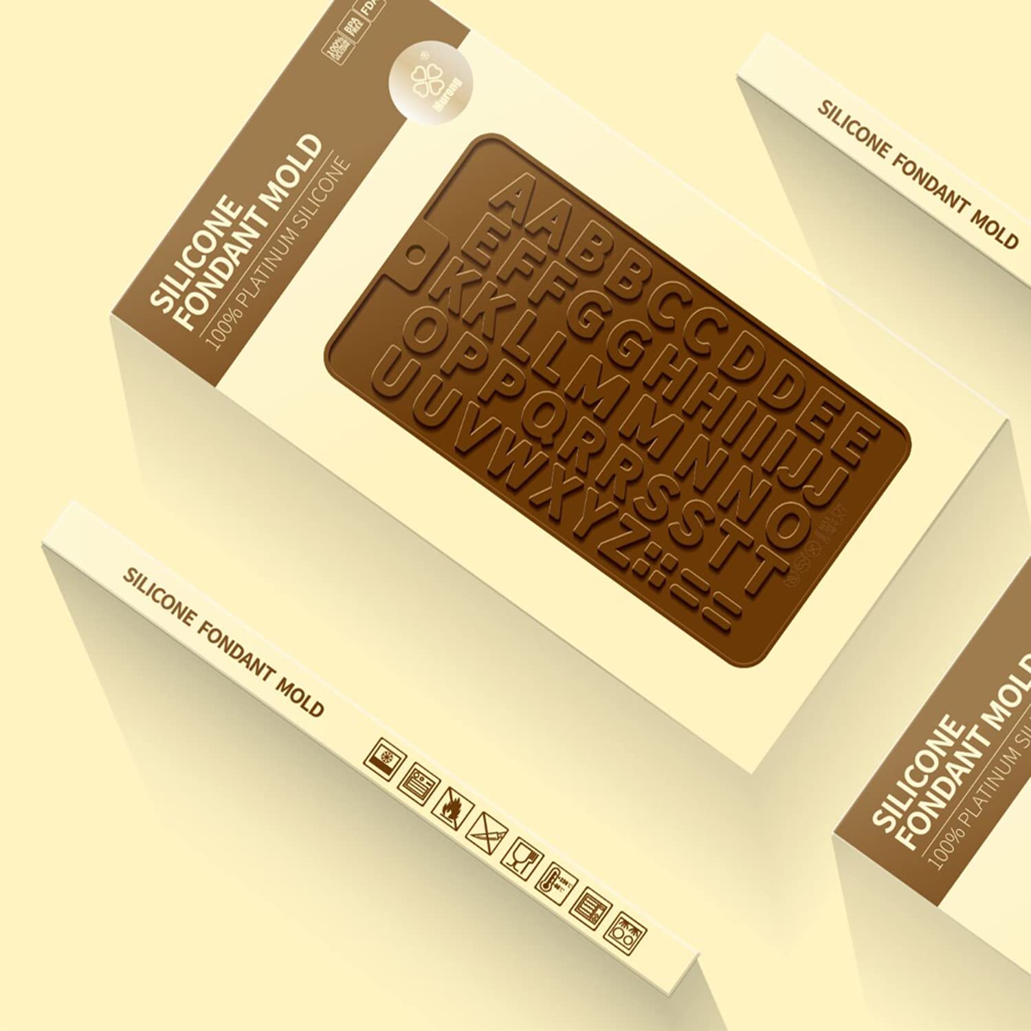 Reusable Silicone Letter & Number Molds for Chocolate - 2pcs Brown Happy Birthday Cake Decorating Symbols | Perfect for DIY Desserts, Candy Making & Baking Decorations