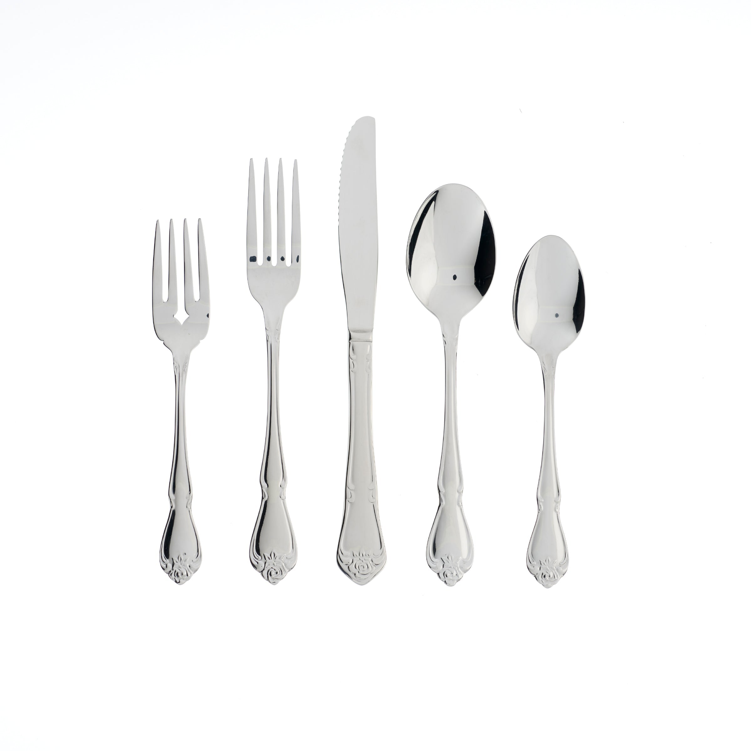 True Rose 20-Piece Stainless Steel Flatware Set - Elegant Silverware for Dining, Wedding & Home Entertaining