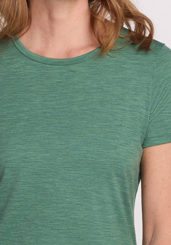 Liza Crew Neck T-Shirt for Women - Soft Cotton Casual Tee in Sea Mist Green | Perfect for Everyday Wear, Layering & Outfit Styling