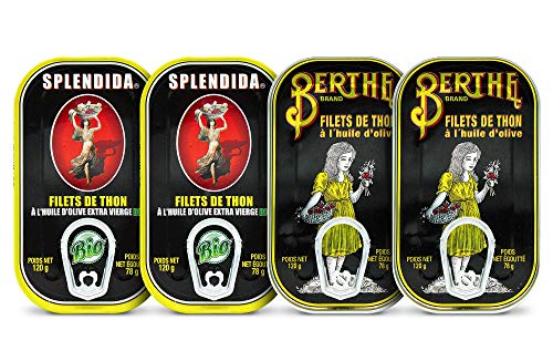 Premium Tuna Fillets Set - 4 Pack (4 x 120g) | Wild-Caught Splendida Albacore Tuna | Berthe & Ramirez Brand | Portugal | Perfect for Salads, Sandwiches & Healthy Meal Prep
