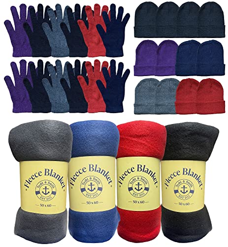 36 Pack Blankets + Bold Gloves Hats