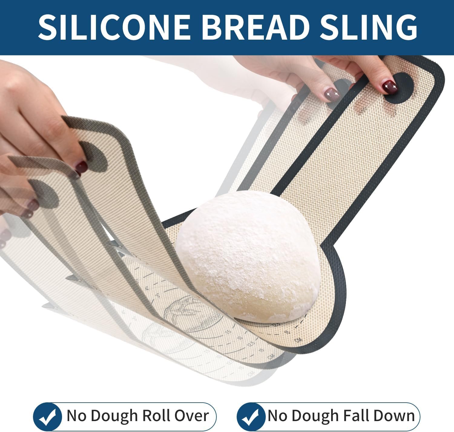 2 Pack Silicone Bread Sling for Dutch Oven - Non-Stick Heat Resistant Reusable Baking Mat with Long Handle - Perfect for Sourdough Bread Making, Artisan Loaf Transfer & Baking Accessories - Ideal for Home Bakers & Bread Making Enthusiasts
