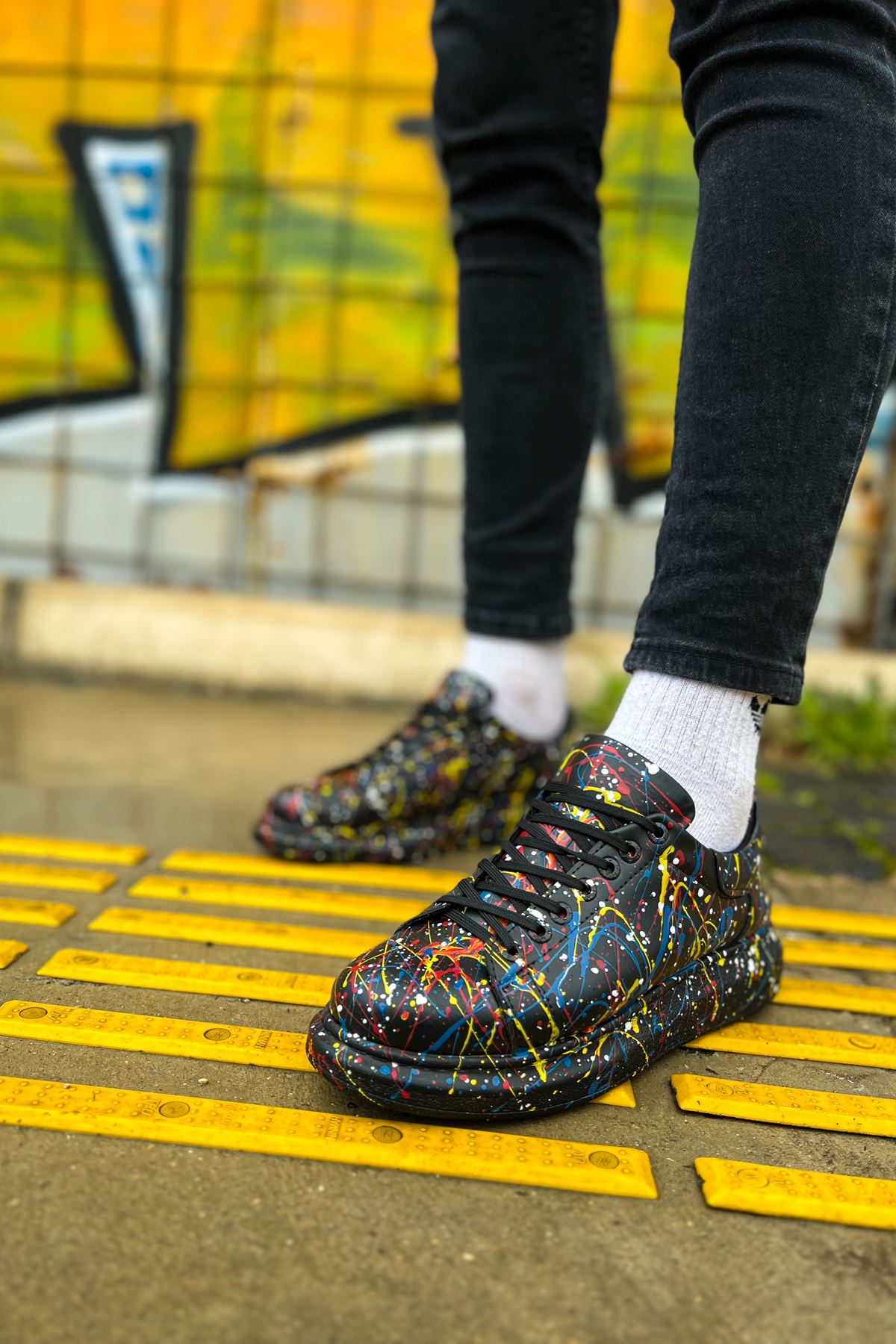 CH254 CST Pittura Men's Sneakers 498 - Yellow/Blue/Red Splash - Comfortable Casual Shoes for Walking, Running & Street Style