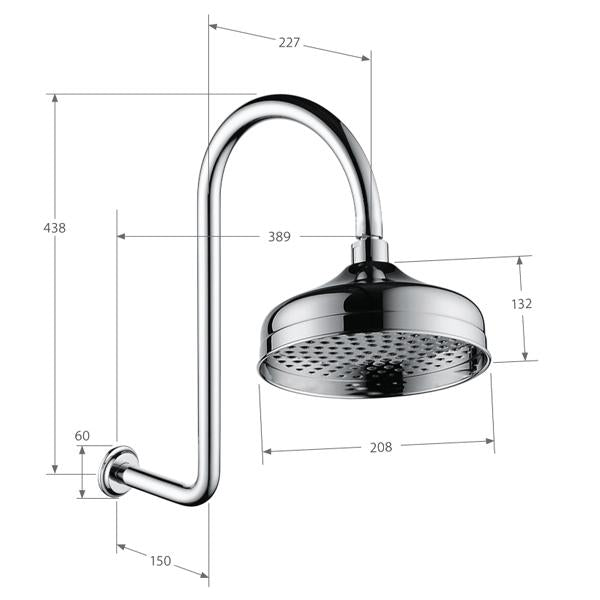 Fienza 411138BN Lillian Wall Mount Shower Arm Set in Brushed Nickel - Perfect for Bathroom Renovation & Modern Home Upgrade
