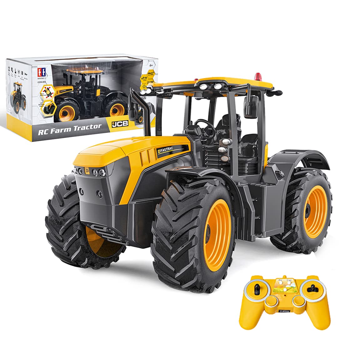 TOYGA 1/16 Scale 2.4G RC Farm Tractor Toy - High Simulation JCB FASTRAC Engineering Truck with Lights & Sounds - Remote Control Tractor Vehicle for Kids & Adults - Perfect for Farm Play, Construction Pretend Play & Collectors