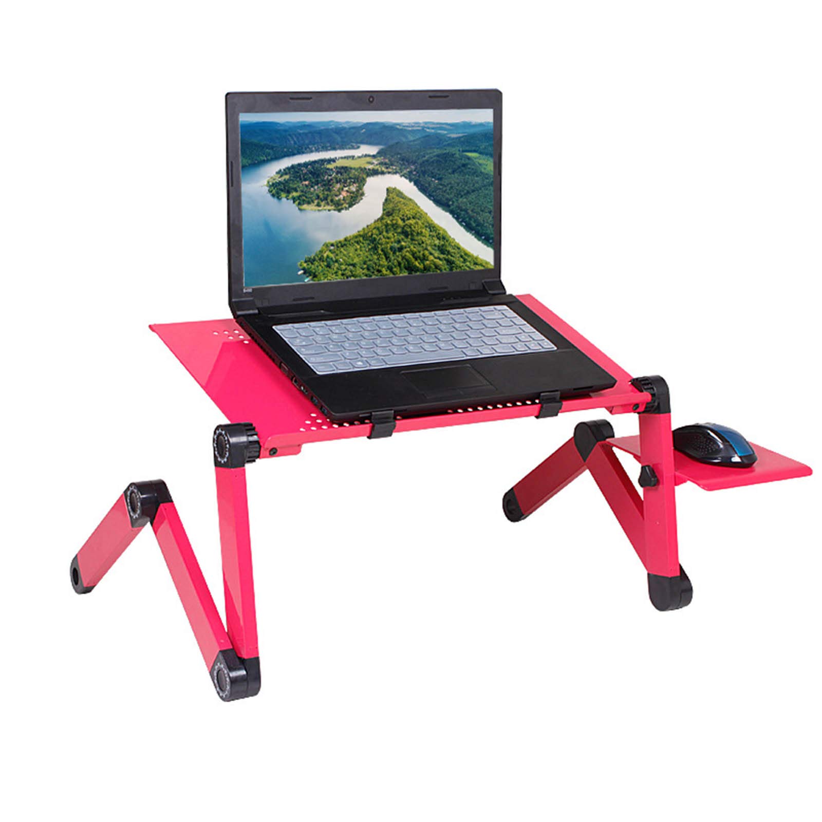 Adjustable Folding Laptop Stand with Cooling Fan & Mouse Pad - Portable Laptop Desk for Work, Study & Gaming - Perfect for Home Office, Bed, Sofa or Travel Use
