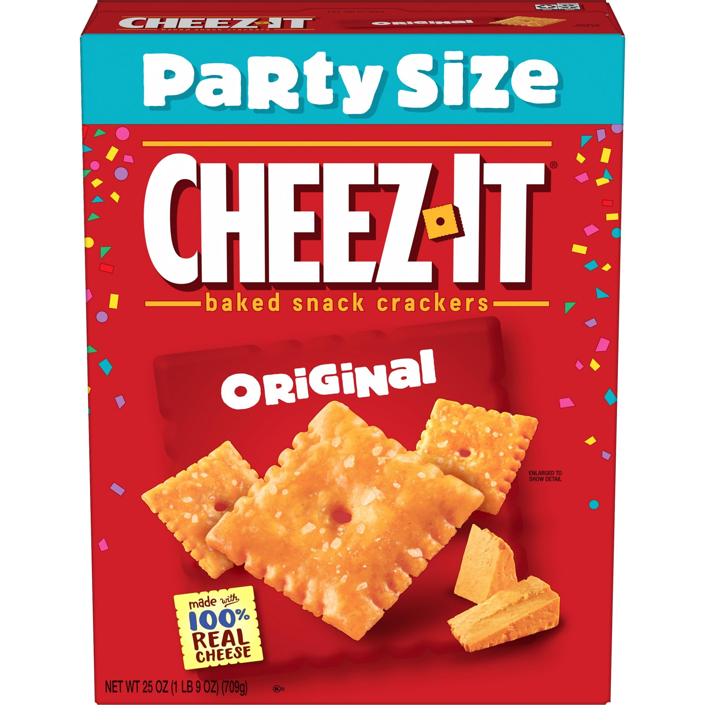 Cheez-It Original Baked Cheese Crackers - 25oz Party Size Box | Perfect for Lunch Snacks, Office Treats & Game Day Parties