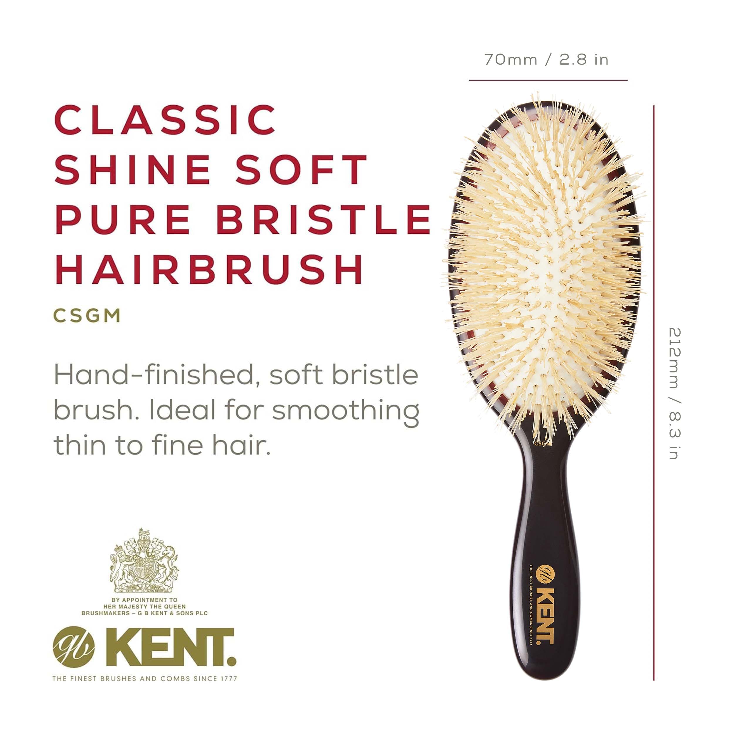 Kent Oval Cushion Hairbrush - Medium Size 6oz White CSGM for Smooth Detangling & Styling - Perfect for Home, Travel & Salon Use