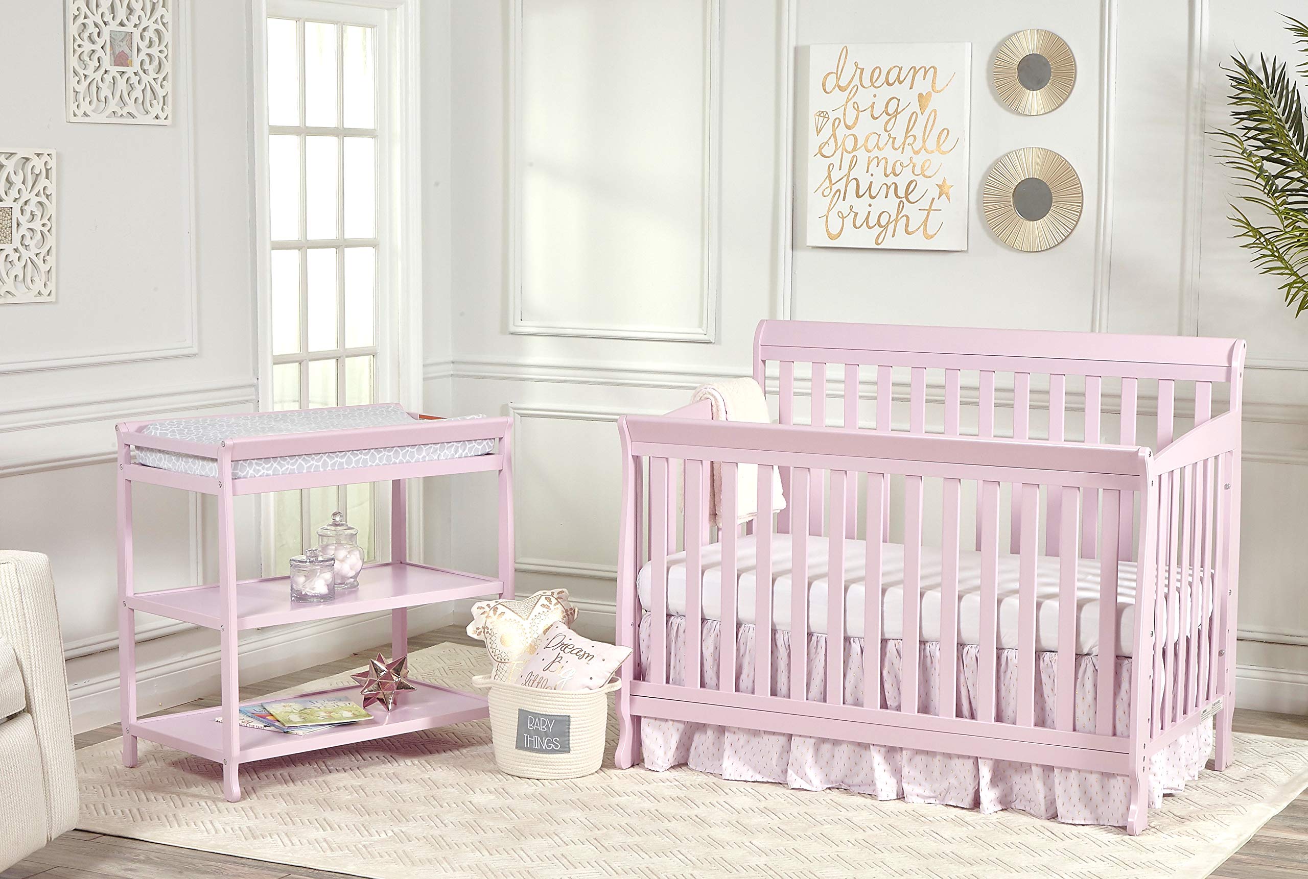 Baby Changing Table with Safety Straps - Nursery Dresser for Boys & Girls, Pink | Perfect for Diaper Changing, Baby Care & Nursery Organization