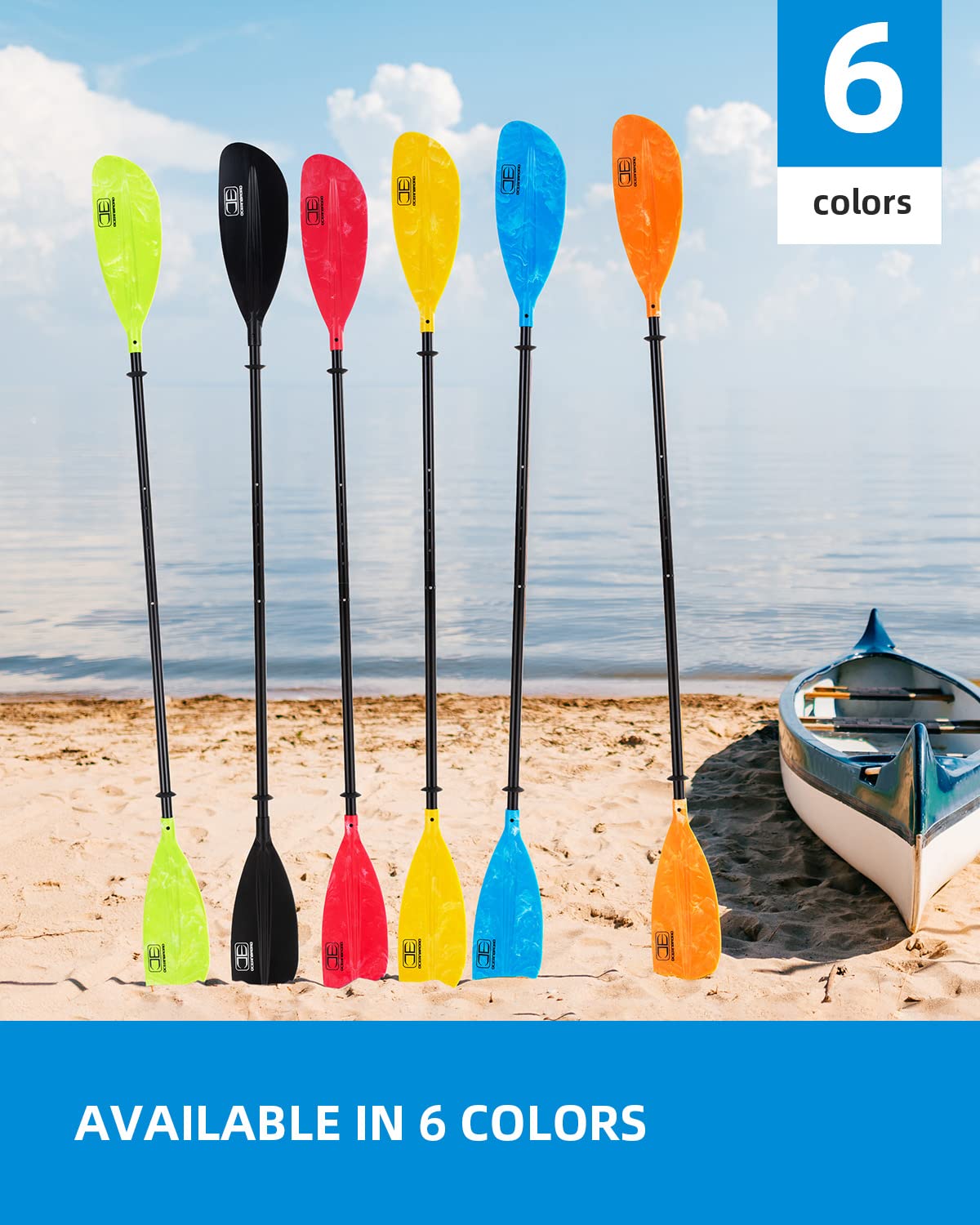 Adjustable Kayak Paddle 86in to 94in (220cm-240cm) - Lightweight Canoe Oar with Paddle Leash for Kayaking, Boating & Canoeing - Perfect for Recreational Paddling, Fishing & Water Sports