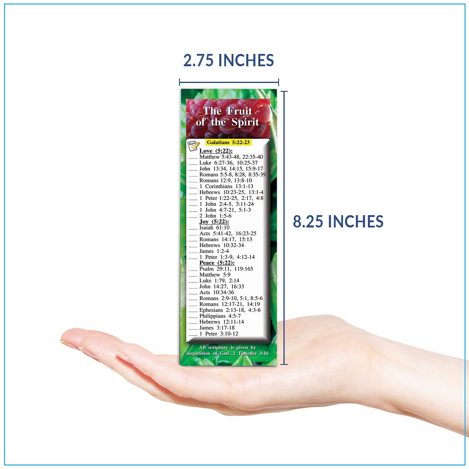 Fruit of the Spirit Bible Reference Cards - Set of 25 Inspirational Scripture Cards (2.75x8.25 inches) - Perfect for Christian Faith Sharing, Bible Study Groups, Church Events, Spiritual Encouragement Gifts & Daily Devotionals
