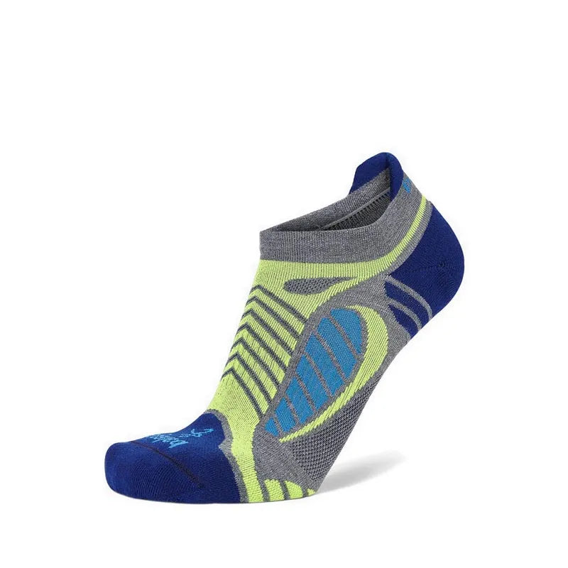 Balega Ultra Light No Show Socks - Grey Heather/Royal Blue - Perfect for Running, Hiking & Everyday Comfort