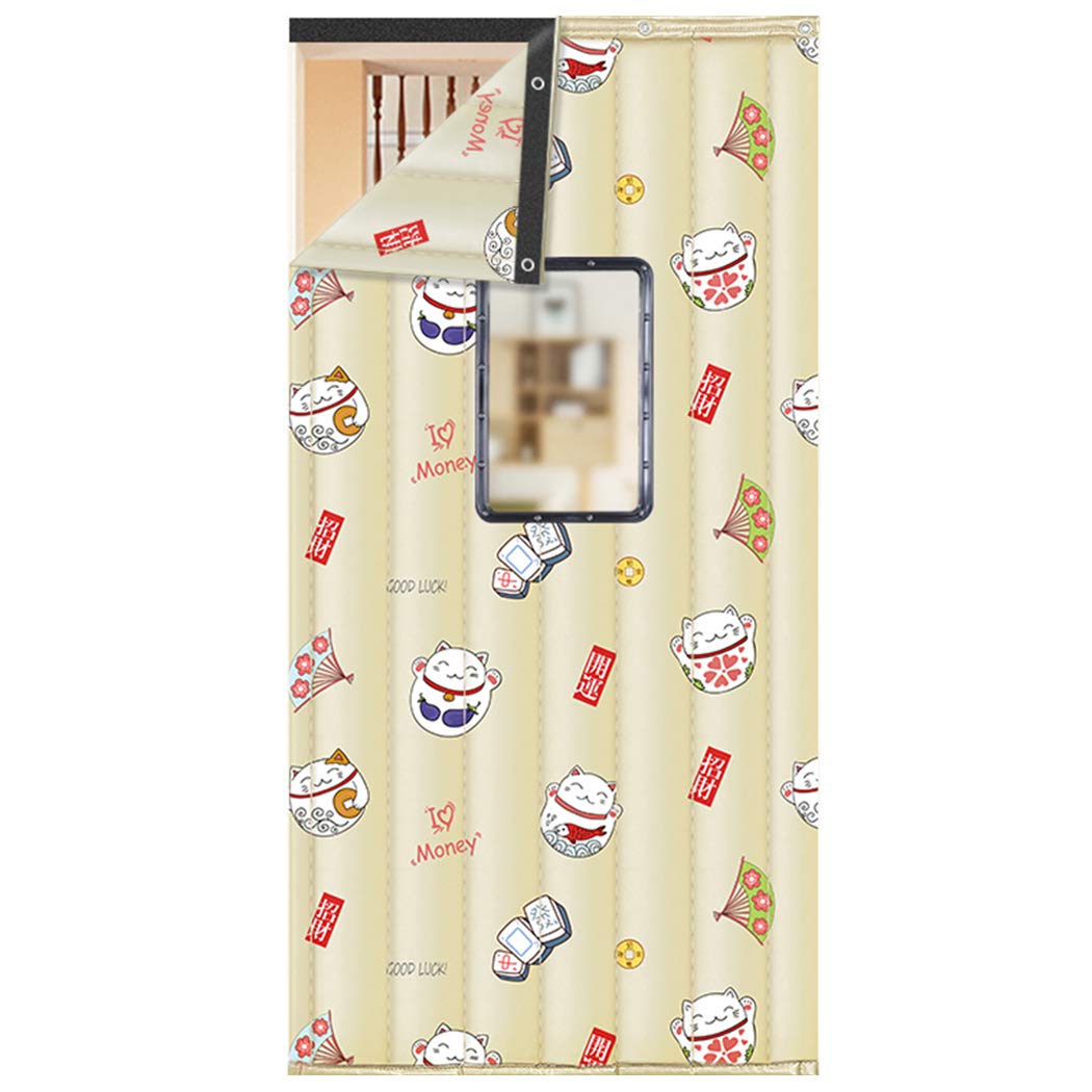 ZZLYY Thickened Cotton Door Curtain - Heavy Duty Oxford Fabric with PVC Window for Insulation, Windproof & Waterproof - Perfect for Home, Office, and Warehouse Use