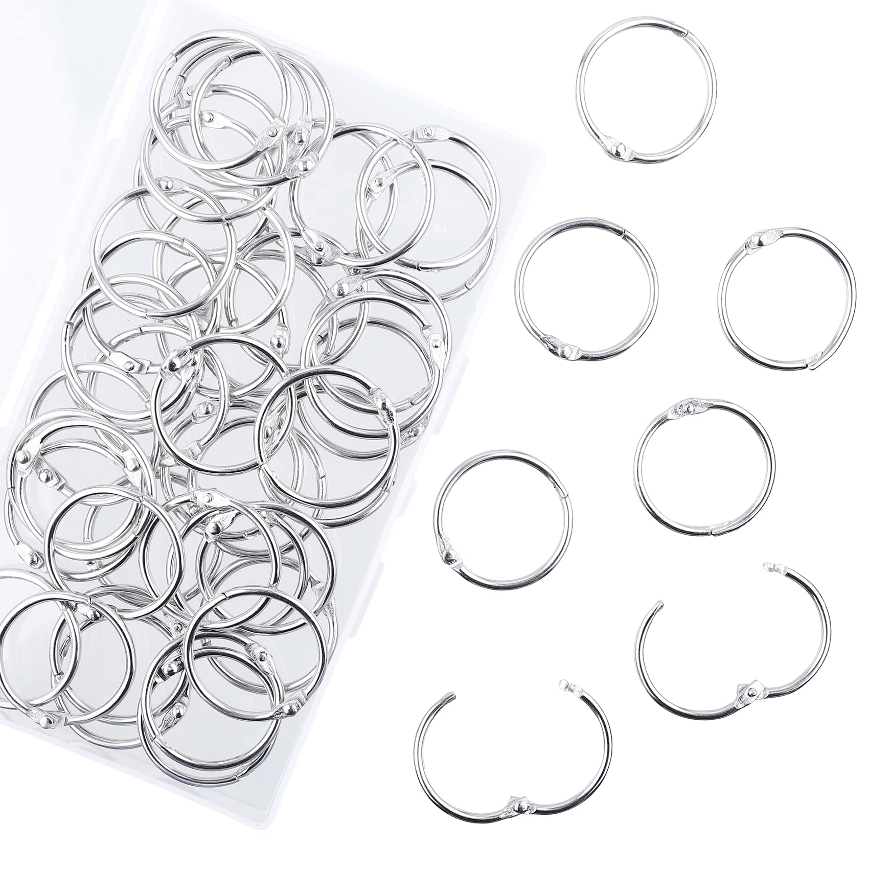1 Inch Loose Leaf Binder Rings (50 Pack) - Nickel Plated Steel Book Rings for Office, School & Home - Durable Metal Keychain Rings, Index Card Holders - Perfect for Organizing Documents, Keys & Flashcards