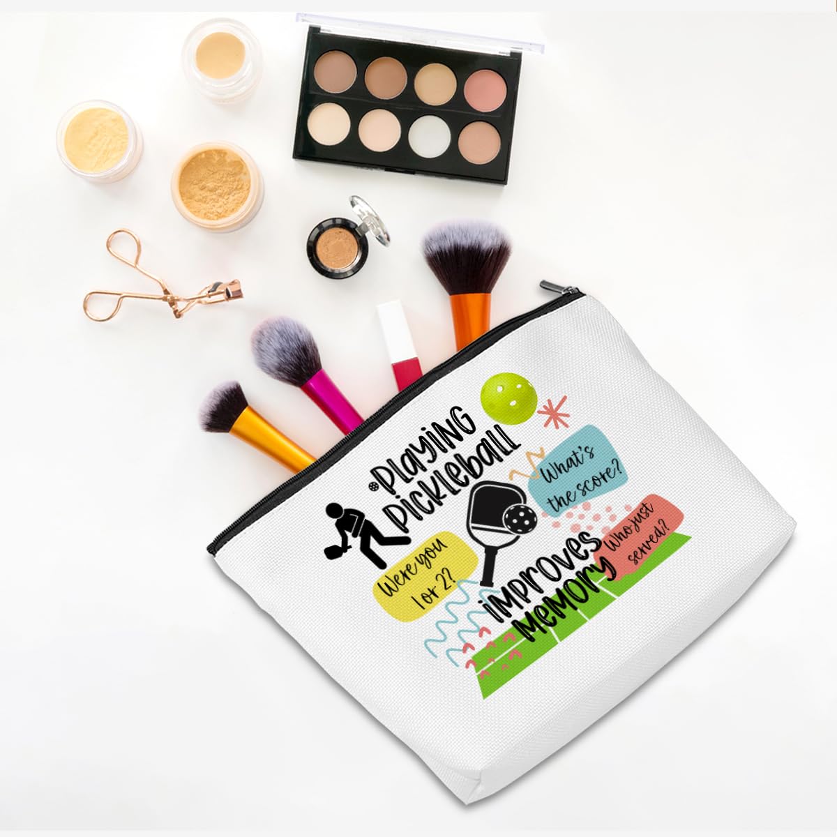 Funny Pickleball Gifts for Women - Makeup Bag & Cosmetic Zipper Pouch for Players, Coaches & Fans - Perfect Christmas & Birthday Present - Great for Court Accessories & Travel Toiletries Storage