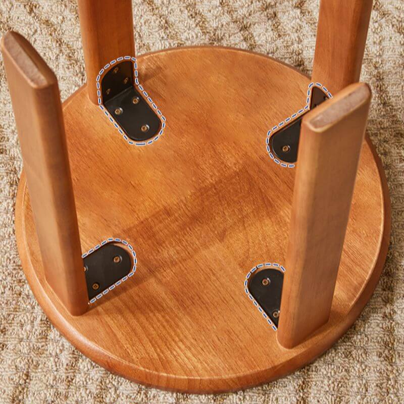Minimalist Solid Color Utility Stool with Midnight Black/Auburn/Natural Finish - Stackable Drum Base & Natural Wood Seat - Perfect as Side Table, Bedside Stool or Living Room Accent