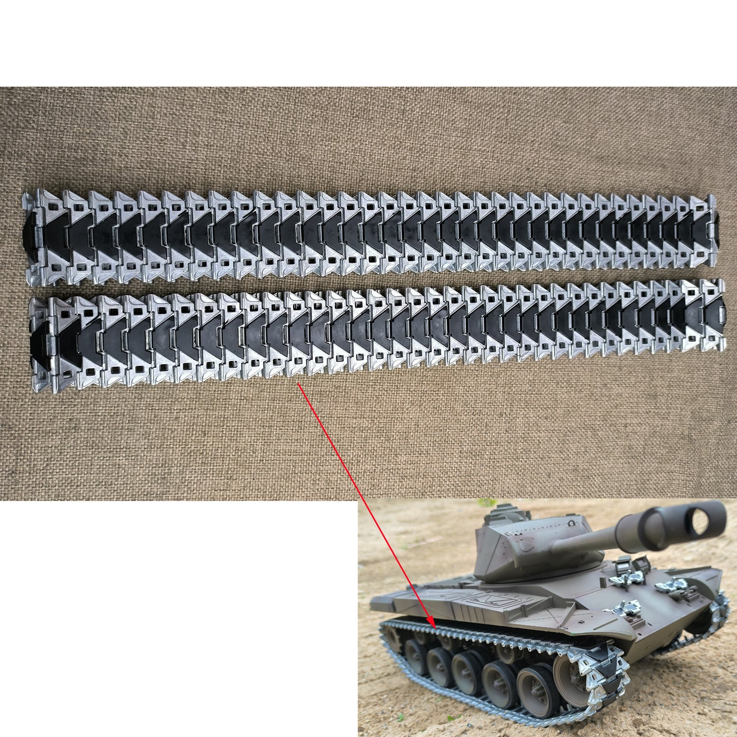 Heng Long 1/16 RC Tank Metal Tracks & Road Wheels Shock Absorber Set - DIY Spare Parts for Walker Bulldog 3839 Model - Perfect for RC Tank Upgrades & Military Vehicle Simulation