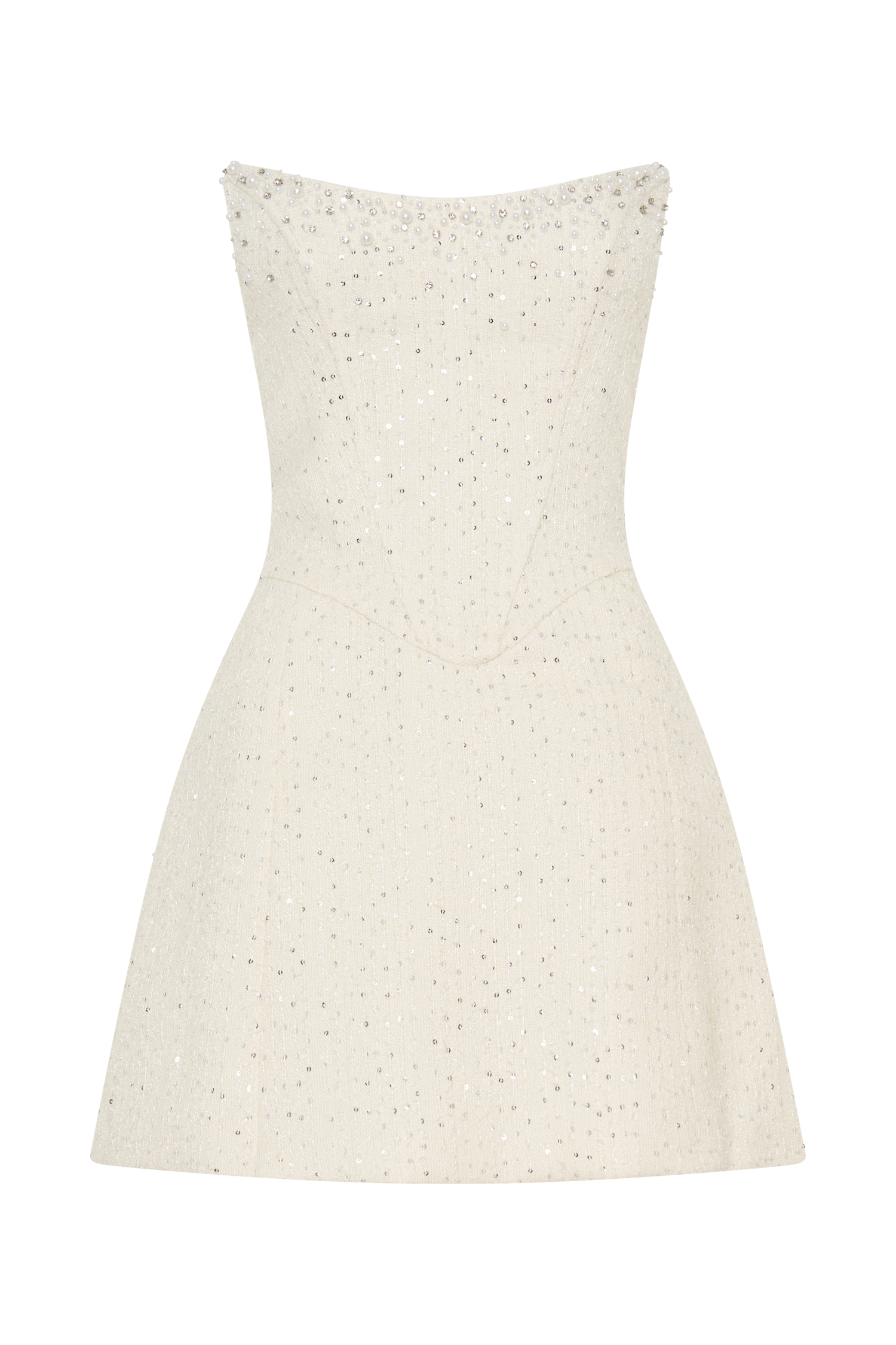 Lorrie Tweed Corset Mini Dress for Women - Elegant White Bodycon Dress for Party, Date Night & Special Occasions