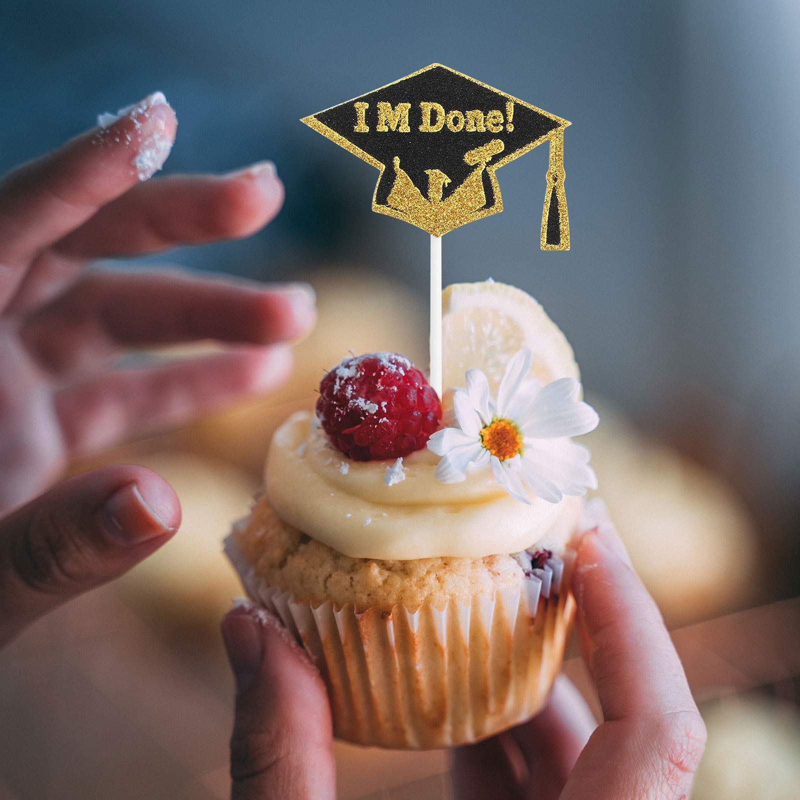 10pcs Graduation Cake Toppers & Cupcake Picks - Edible Cake Decorations for Graduation Party, Dessert Decor, Celebration Cake Inserts - Perfect for Graduation Cakes, Cupcakes, Desserts & Party Decorations