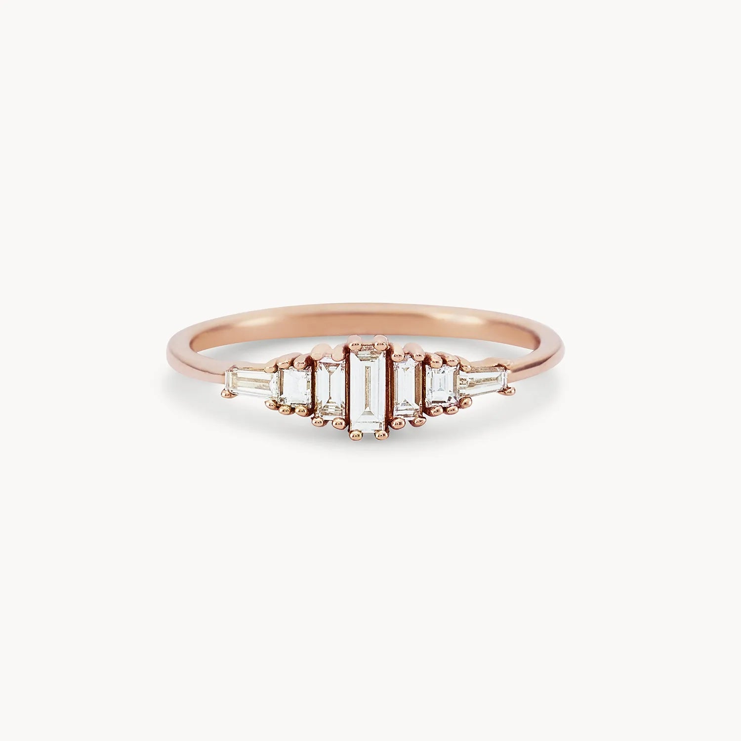 14K Rose Gold Daybreak Band with White Diamonds - Elegant Stackable Ring for Women, Perfect for Weddings, Anniversaries & Everyday Luxury Jewelry