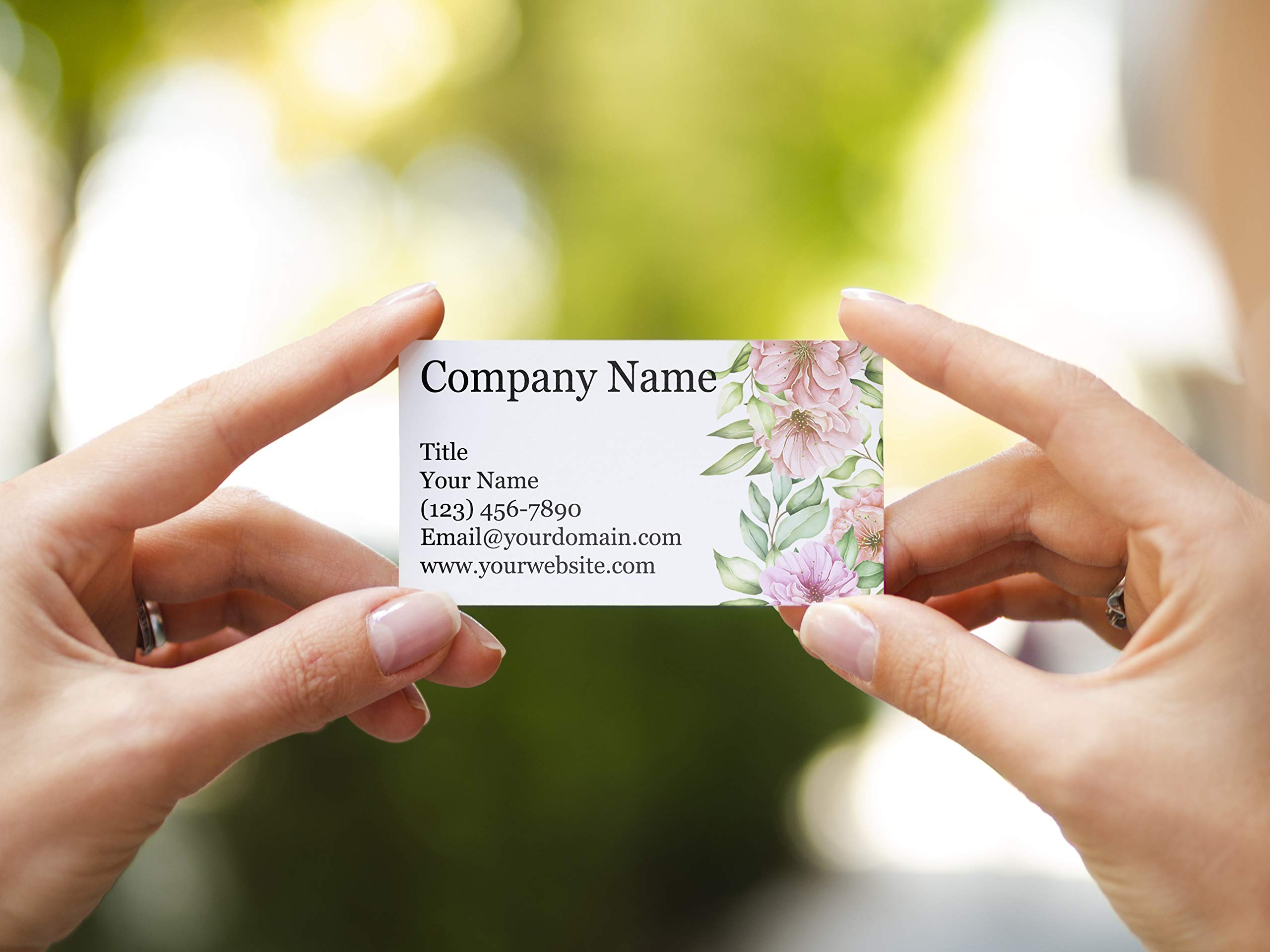 Custom Floral Business Cards 3.5x2 Inch - Eco-Friendly Recycled & Matte Paper - 100% USA Made - 20+ Floral Designs (Soft Greenery) - Perfect for Networking, Weddings & Small Business Branding