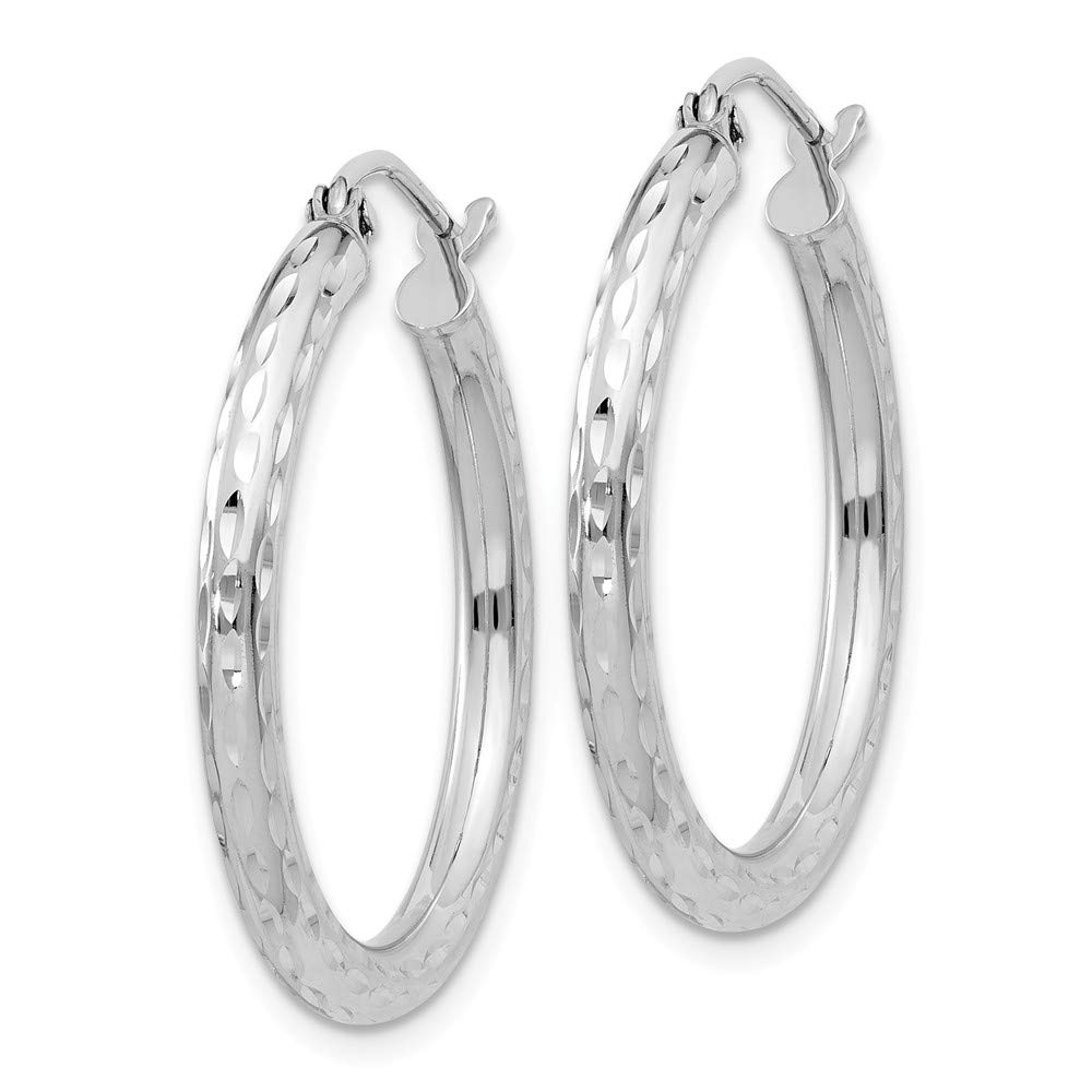 Sterling Silver Rhodium-Plated 2.25mm Shiny-Cut Hoop Earrings for Women | Hypoallergenic & Tarnish-Resistant | Perfect for Everyday Wear, Parties & Gifts (QE3534)