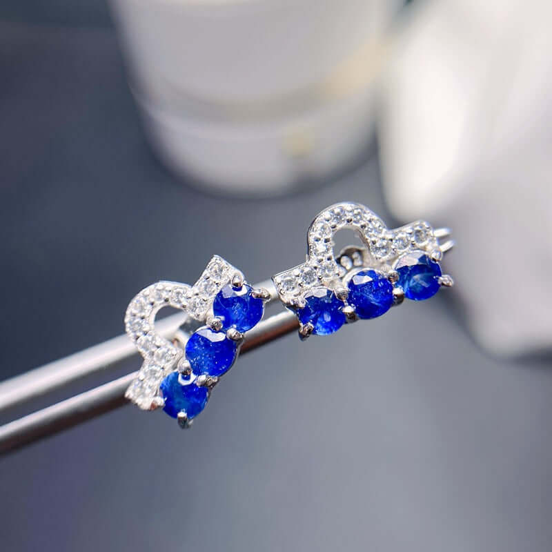 925 Sterling Silver Sapphire Stud Earrings for Women - Genuine Blue Sapphire Jewelry Set | Perfect for Weddings, Anniversaries & Gift Giving | FME E210