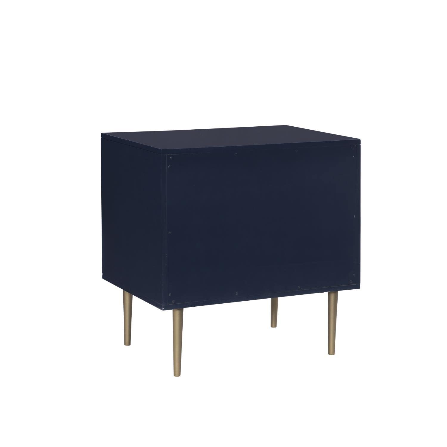 Linon Gloria 2-Drawer Nightstand in Navy Blue - Stylish Bedside Table for Bedroom, Living Room, or Guest Room Storage
