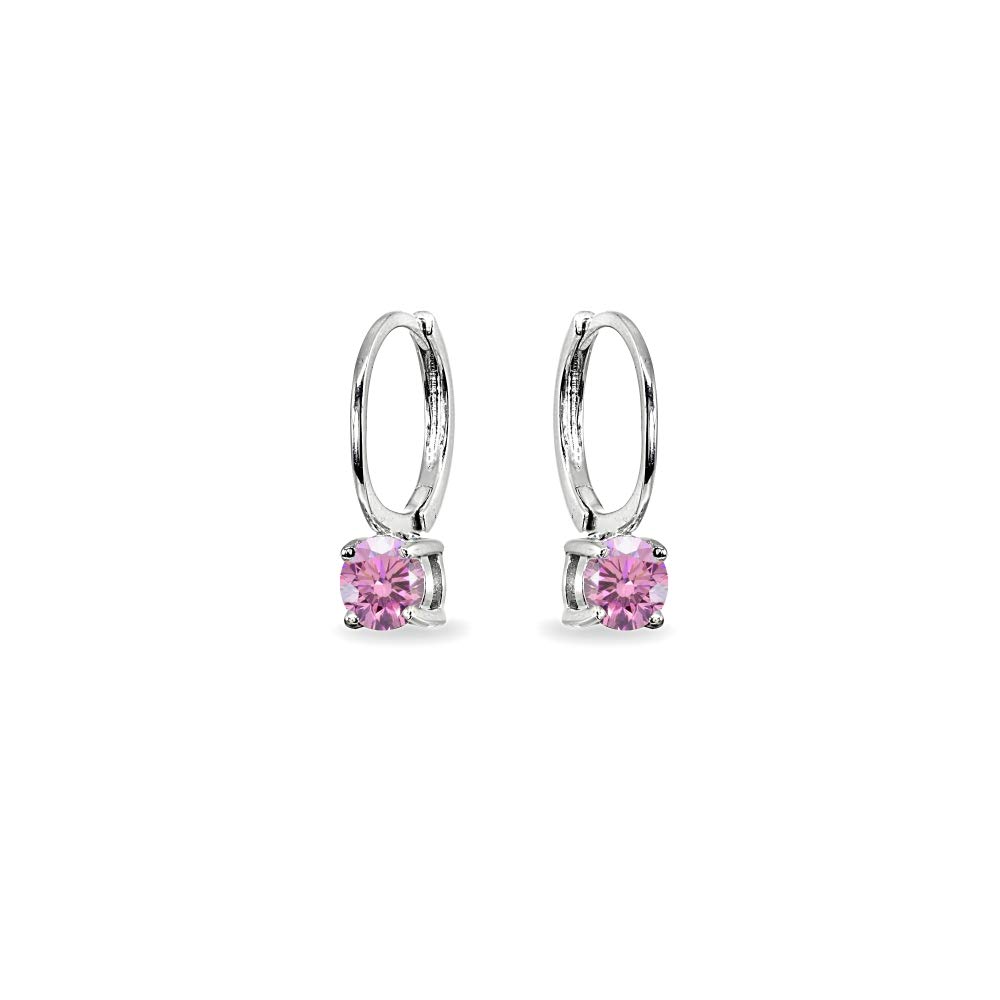 Sterling Silver 5mm European Crystal Solitaire Small Round Huggie Hoop Earrings for Women - Elegant Everyday Jewelry Gift for Her, Perfect for Work, Date Night & Special Occasions