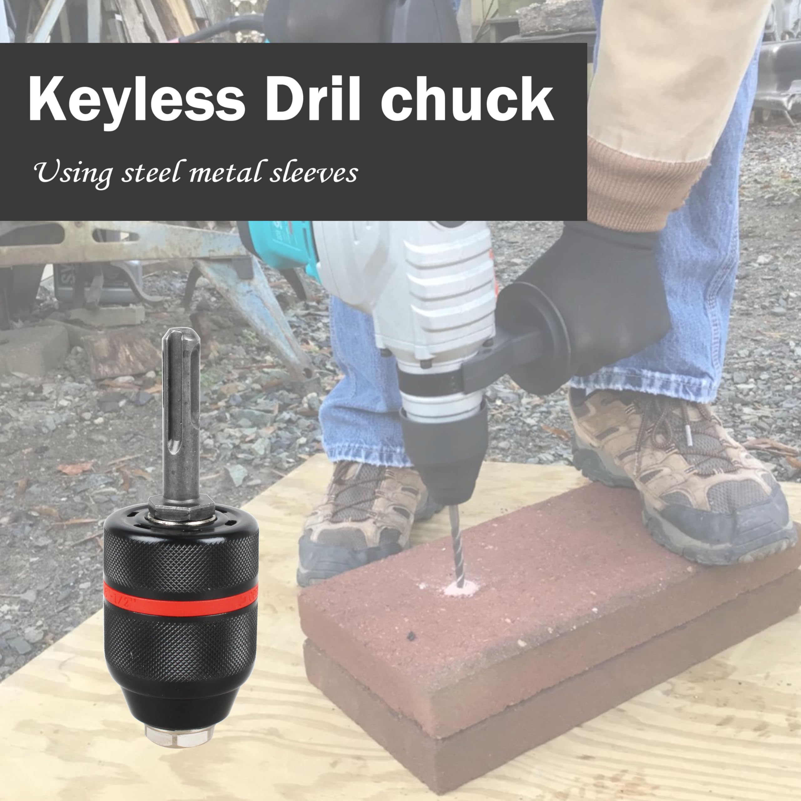 Self-Tightening Keyless Drill Chuck with SDS Plus Adapter for BOSCH 1/2